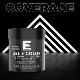 Elegance applied to hair demonstrating strong hold and natural-looking color