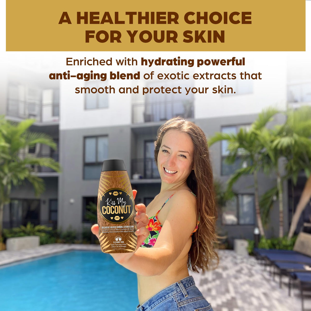 Elegant Sun bottle beside coconut and cocoa butter showing natural nourishment