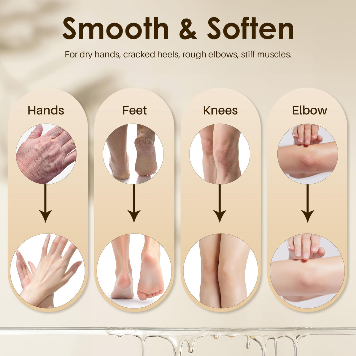 ELEGCOV feet covered in warm wax in a home spa setting showing softening benefit