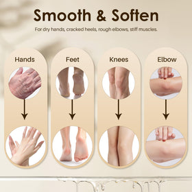 ELEGCOV feet covered in warm wax in a home spa setting showing softening benefit