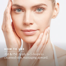 ELEMIS 15ml bottle staged next to moisturizer illustrating layering benefit