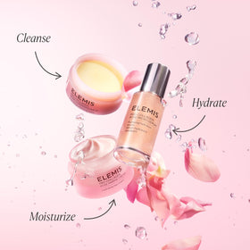 ELEMIS applying serum to cheek demonstrating plumping and smoothing