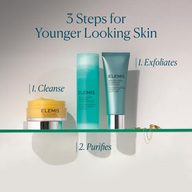 ELEMIS product being massaged on fingertips demonstrating effortless buffing and radiant finish