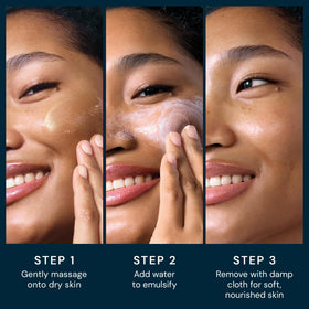 ELEMIS balm warmed in palms demonstrating easy application and melt-away benefit