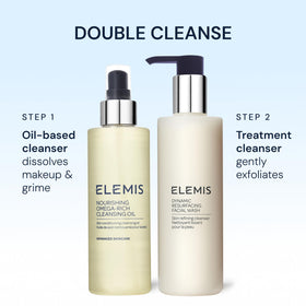 ELEMIS bottle on bathroom shelf suggesting daily skincare ritual benefit