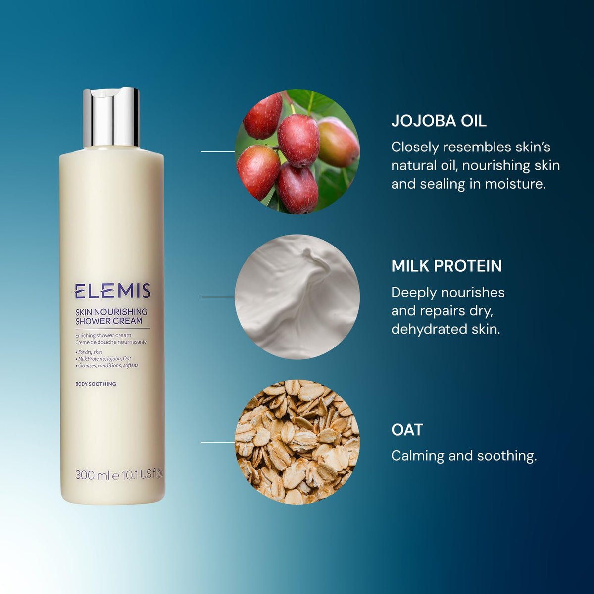 ELEMIS label close-up showing ingredients and premium formulation benefits