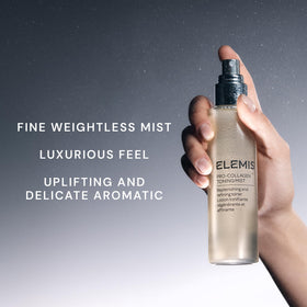 ELEMIS bottle with marine ingredients flatlay highlighting active benefits
