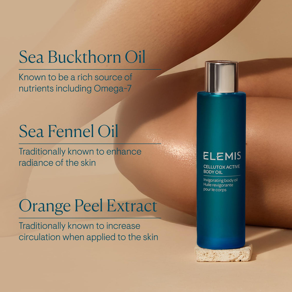 ELEMIS Cellutox lifestyle bathroom setting with towel conveying spa-like ritual