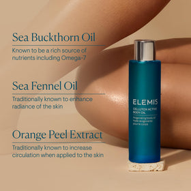 ELEMIS Cellutox lifestyle bathroom setting with towel conveying spa-like ritual