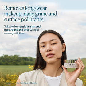 ELEMIS balm on fingertip ready to apply, demonstrating easy warming and control
