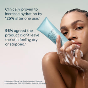 ELEMIS cream-to-foam texture on palm demonstrating fluffy hydration