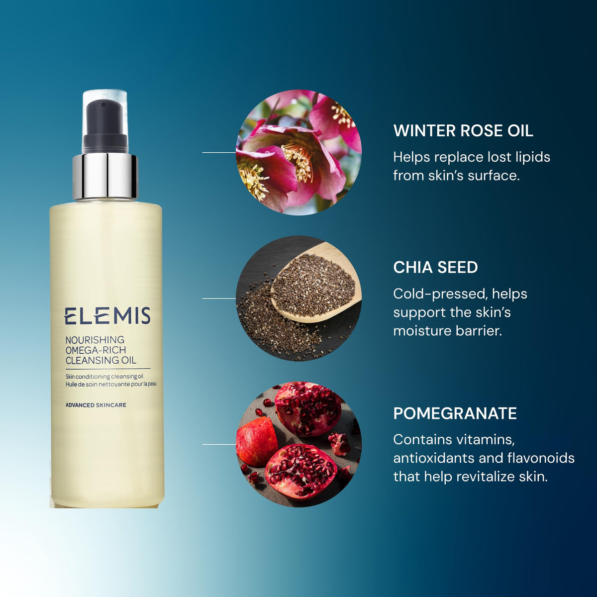ELEMIS oil emulsifying with water creating a milky rinseable finish
