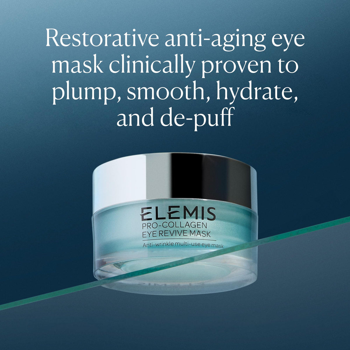 ELEMIS applying eye revive mask under eye, visibly de-puffing and refreshing delicate contour