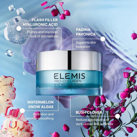 ELEMIS label close-up showing product name and key actives, clarifying ingredients and usage