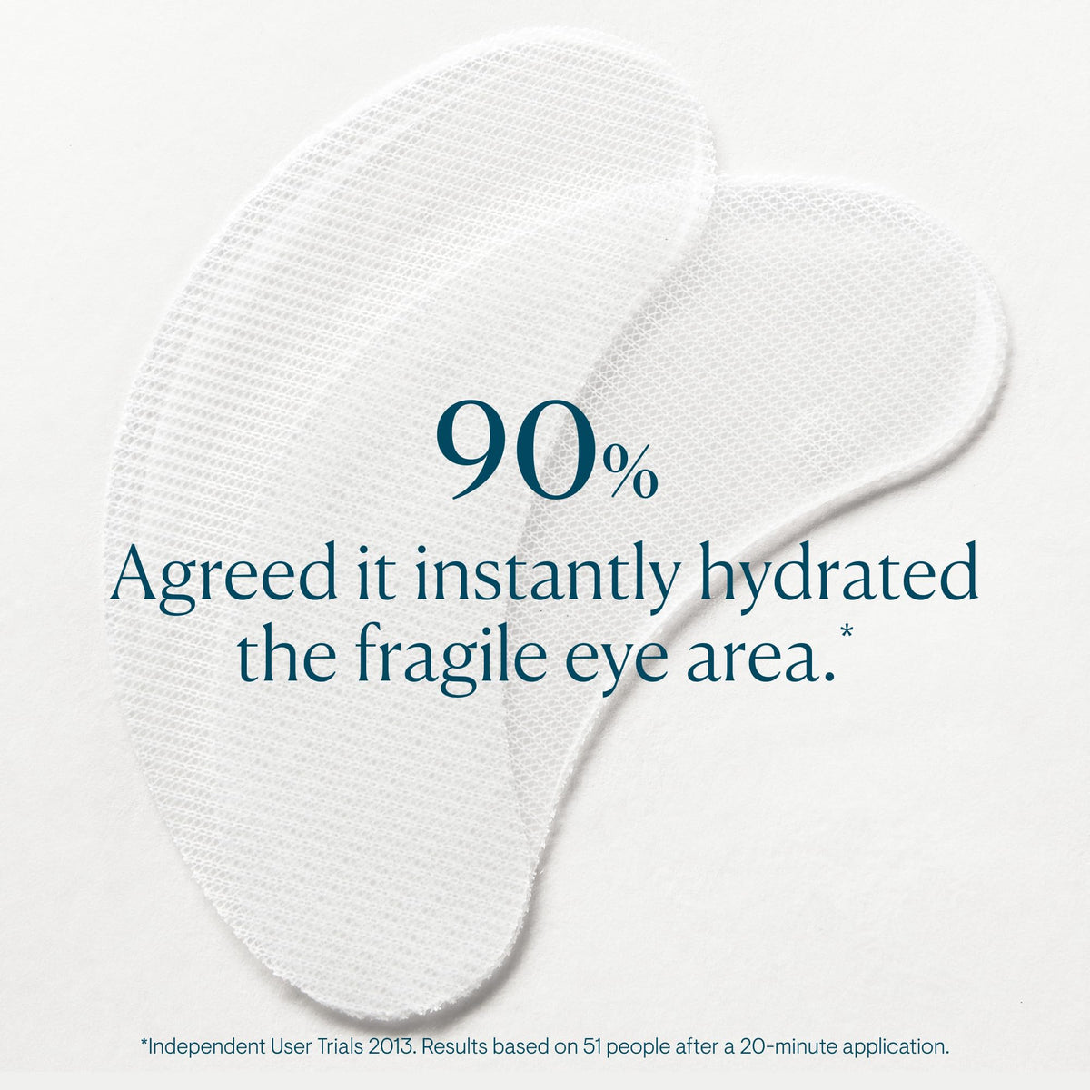 ELEMIS patch applied under the eye demonstrating instant smoothing