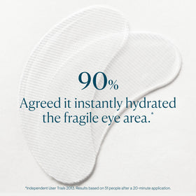 ELEMIS patch applied under the eye demonstrating instant smoothing