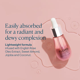 ELEMIS facial oil texture on hand showing lightweight absorption benefit