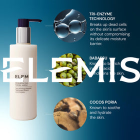 ELEMIS product staged in bathroom lifestyle scene suggesting daily routine use