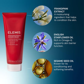 ELEMIS bottle on shower shelf, easy access during daily routine and tidy storage benefit