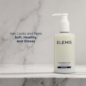 ELEMIS bottle being dispensed into hand emphasizing controlled application benefit