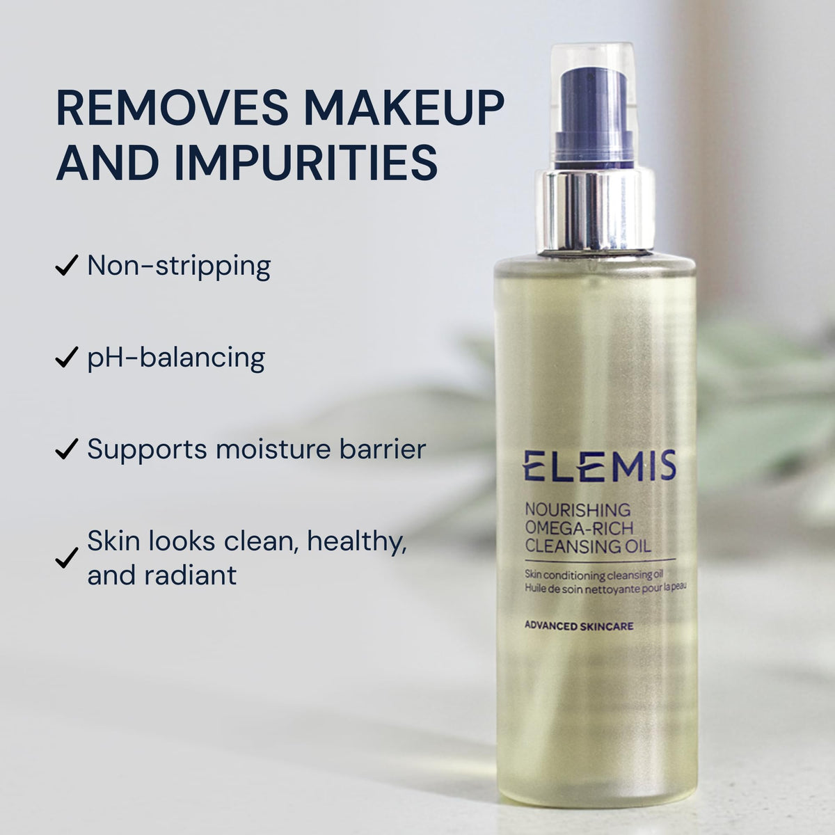 ELEMIS product massaged onto dry face showing gentle makeup removal