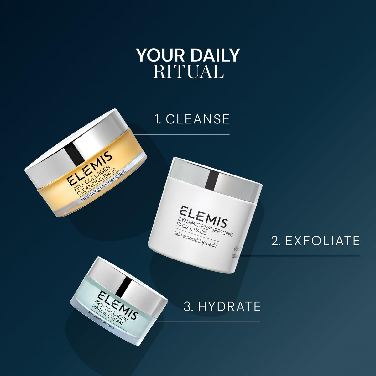 ELEMIS pad on bathroom counter during morning routine expressing lifestyle ease and prep for makeup