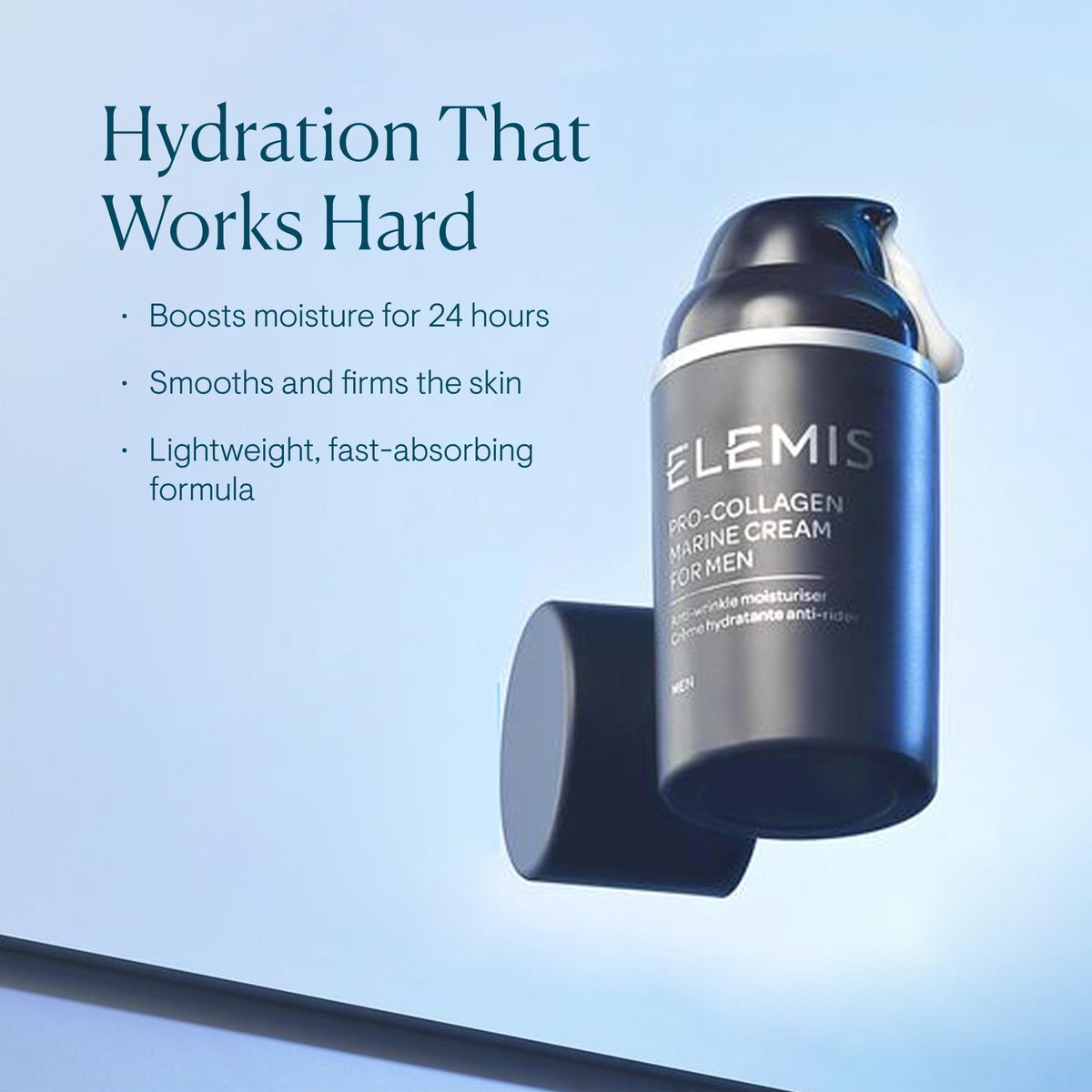 ELEMIS open jar cream texture highlighting lightweight absorption benefit