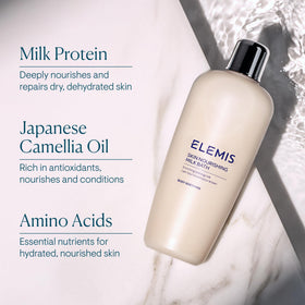 ELEMIS label and ingredients panel showing key actives and reassurance