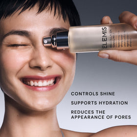 ELEMIS texture droplet on skin showing lightweight hydration and glow