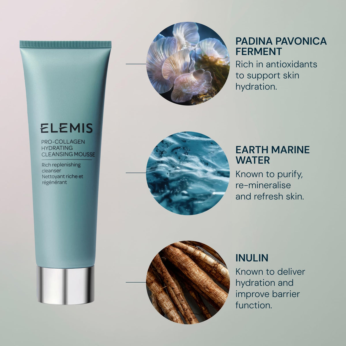 ELEMIS cleanser beside moisturizer for size comparison and routine-ready benefit