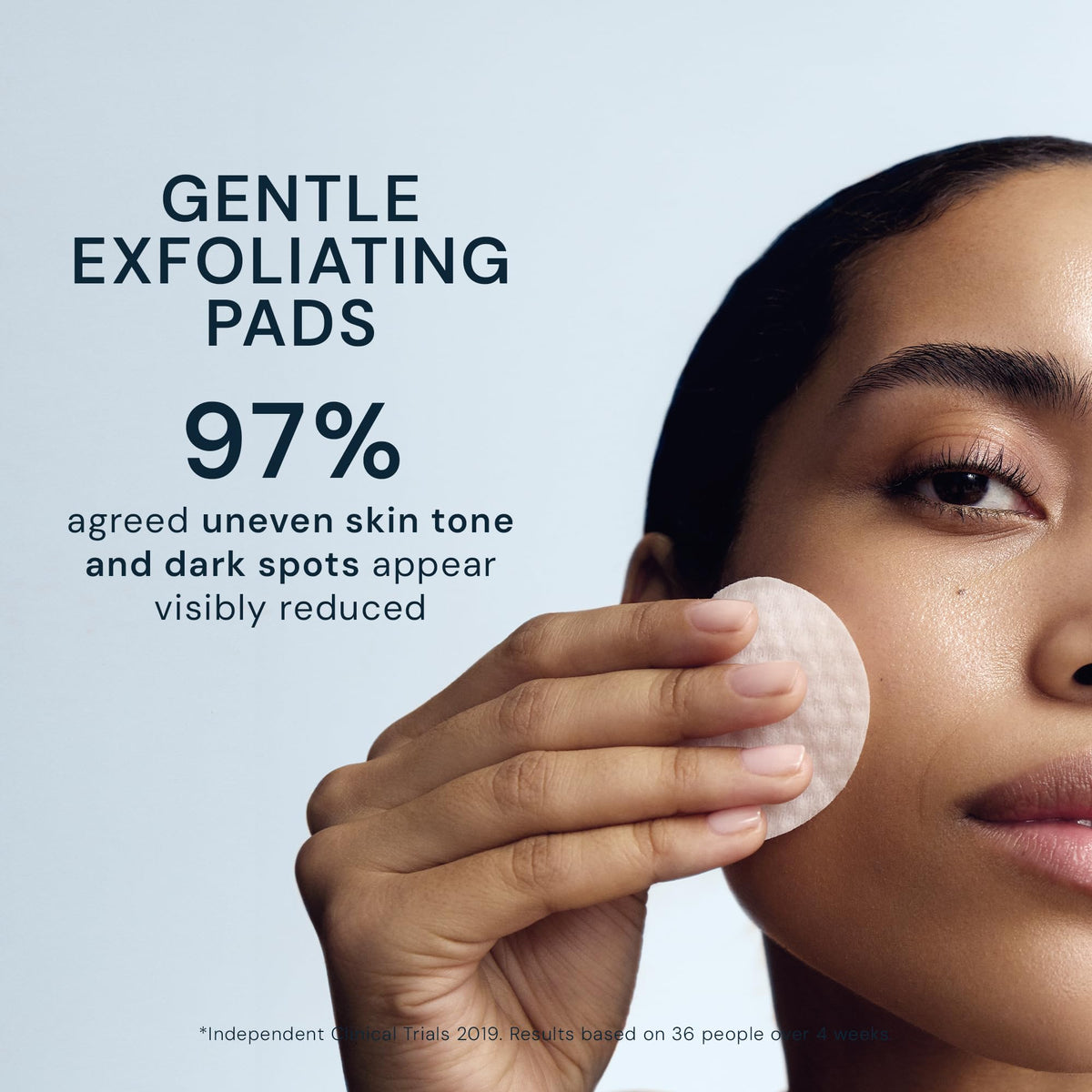ELEMIS pad held in hand to show size and travel‑friendly scale for on‑the‑go use