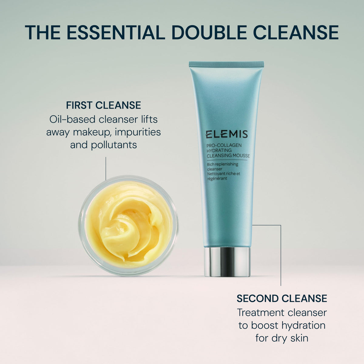 ELEMIS jar in hand size comparison indicating portable, user-friendly benefit