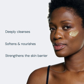 ELEMIS label close-up highlighting packaging details and clear product information benefit