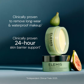 ELEMIS scoop of balm on fingers demonstrating spreadable texture for effortless cleansing