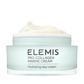 ELEMIS Pro-Collagen front jar showing elegant label and premium design benefit: recognizable luxury