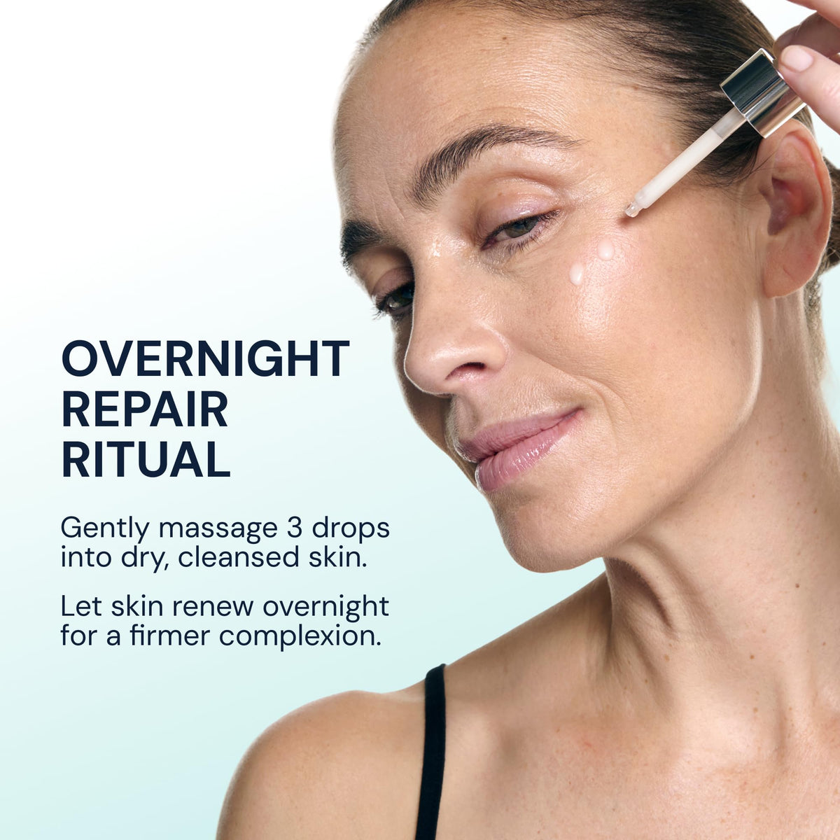 ELEMIS applying serum to jawline highlighting smoother, firmer-looking skin