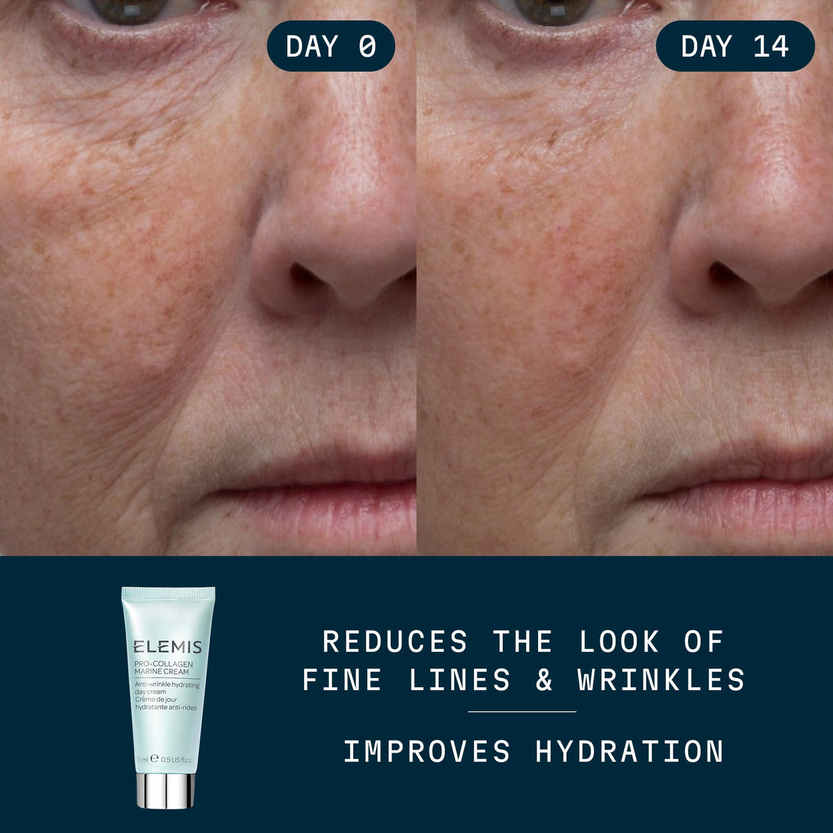 ELEMIS Pro-Collagen jar open revealing cream texture and easy dispensing benefit