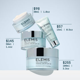 ELEMIS jar beside a woman outdoors highlighting daily SPF use and skin defense benefit