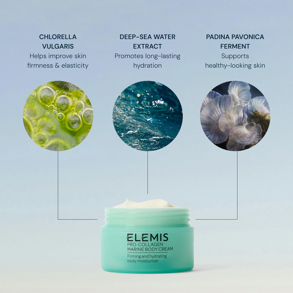 ELEMIS open jar with lid showing rich formula and daily use ease