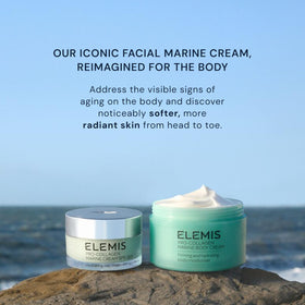 ELEMIS Pro-Collagen jar next to hand to show 50ml scale and travel-friendly benefit