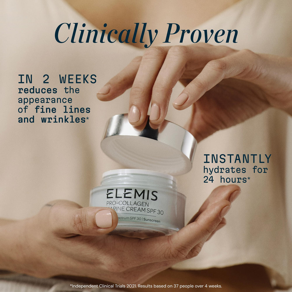 ELEMIS jar top view revealing smooth gel-cream consistency