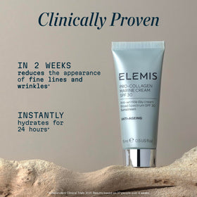 ELEMIS dispensing pea-sized amount to illustrate easy dosing
