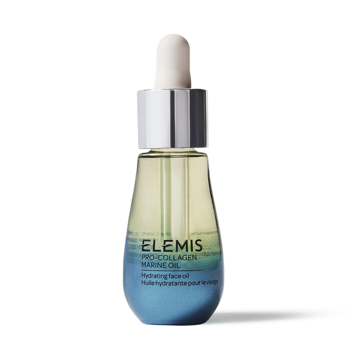 ELEMIS front bottle showing compact 15ml oil for travel-friendly hydration