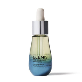 ELEMIS front bottle showing compact 15ml oil for travel-friendly hydration