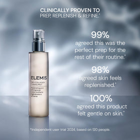 ELEMIS bottle held in hand showing scale and portability for travel convenience