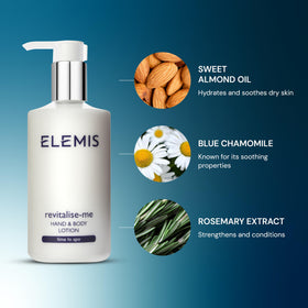 ELEMIS lotion applied to hands illustrating immediate softening and hydration