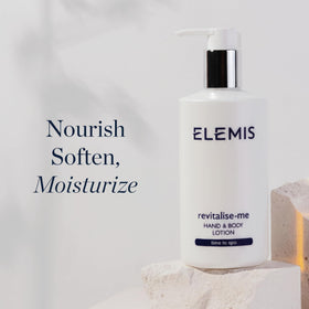 ELEMIS pump dispensing lotion demonstrating lightweight texture and easy use