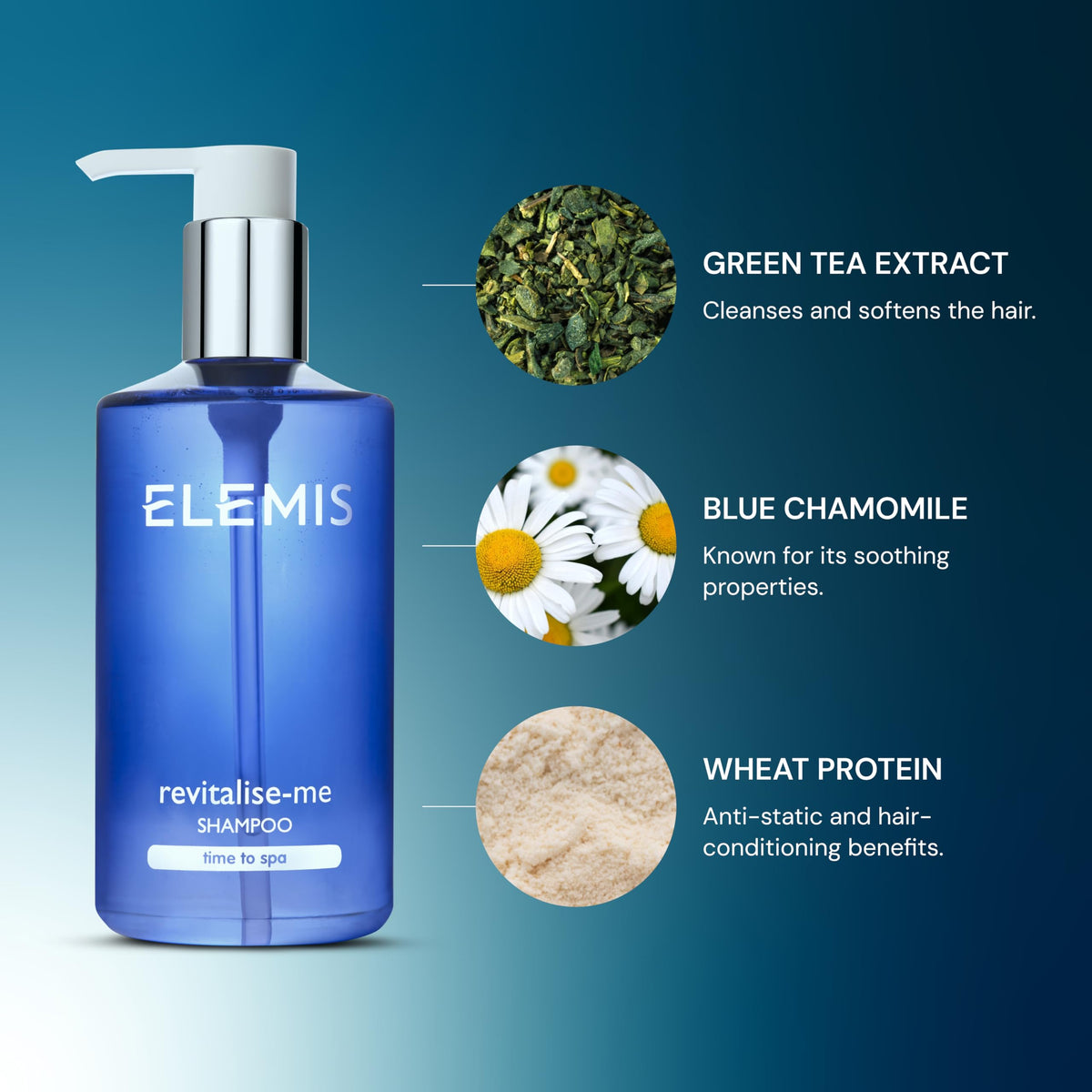 ELEMIS bottle held in hand showing travel-friendly 10.1 fl oz size and portability