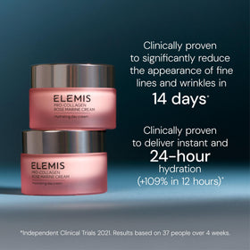 ELEMIS organic English Rose Hydrolat bottle detail indicating calming, dewy boost