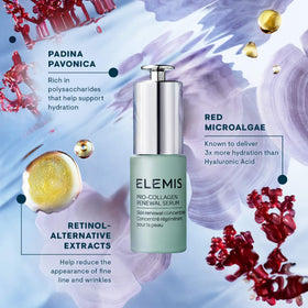ELEMIS serum beside travel pouch showing portability and routine-ready benefit